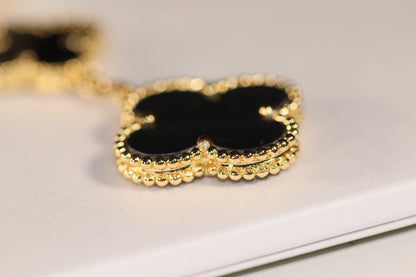 [Royal]CLOVER EARRINGS GOLD ONYX MOP 3 MOTIF