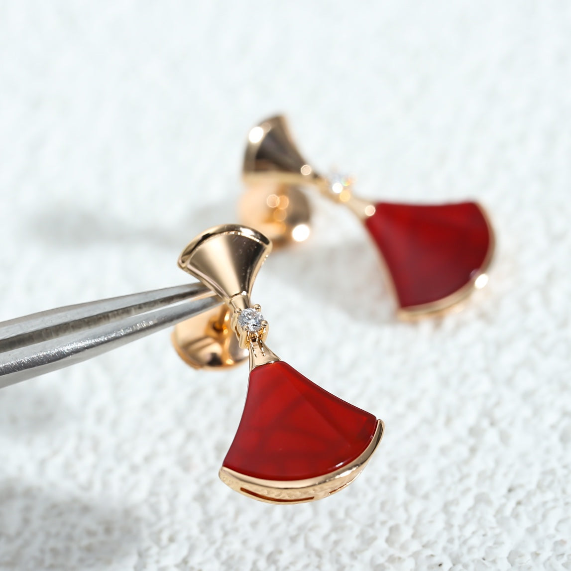 [Royal]DREAM Carnelian PINK GOLD EARRINGS