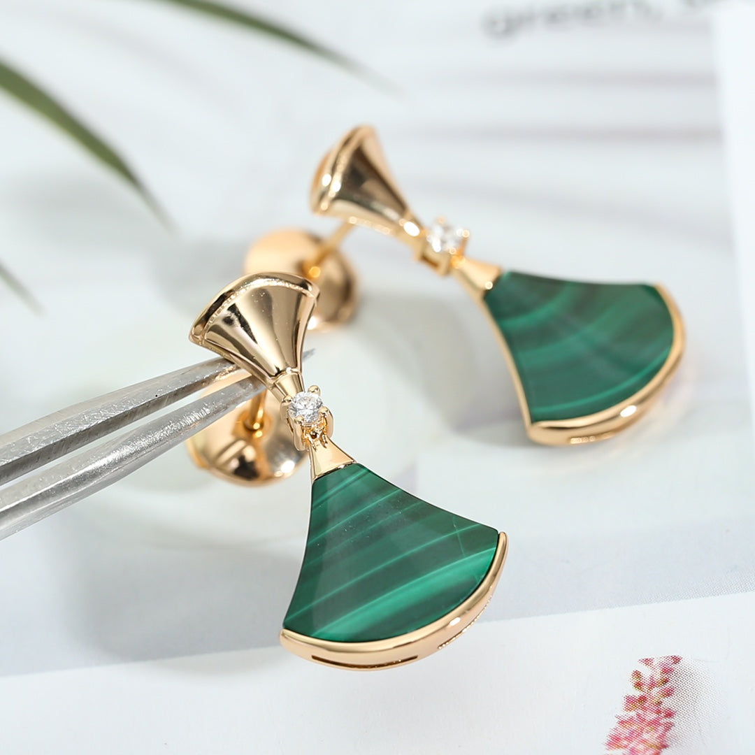 [Royal]DREAM MALACHITE PINK GOLD EARRINGS