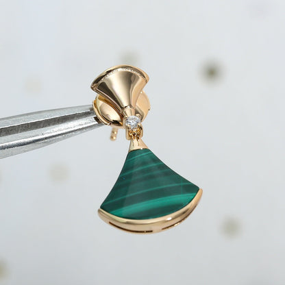 [Royal]DREAM MALACHITE PINK GOLD EARRINGS