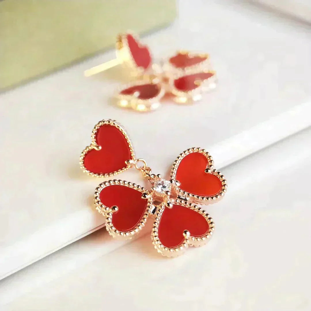 [Royal]SWEET CLOVER CARNELIAN EARRINGS