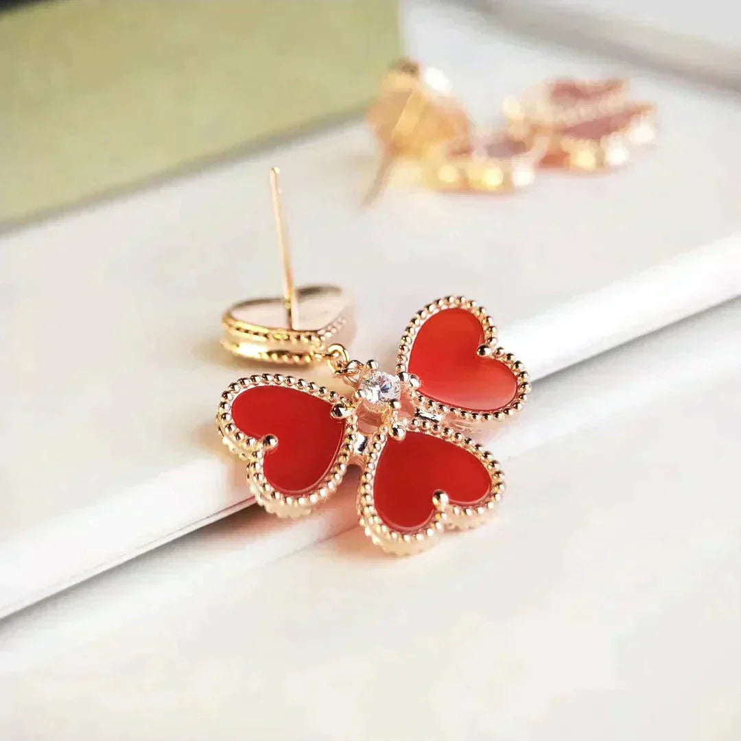 [Royal]SWEET CLOVER CARNELIAN EARRINGS