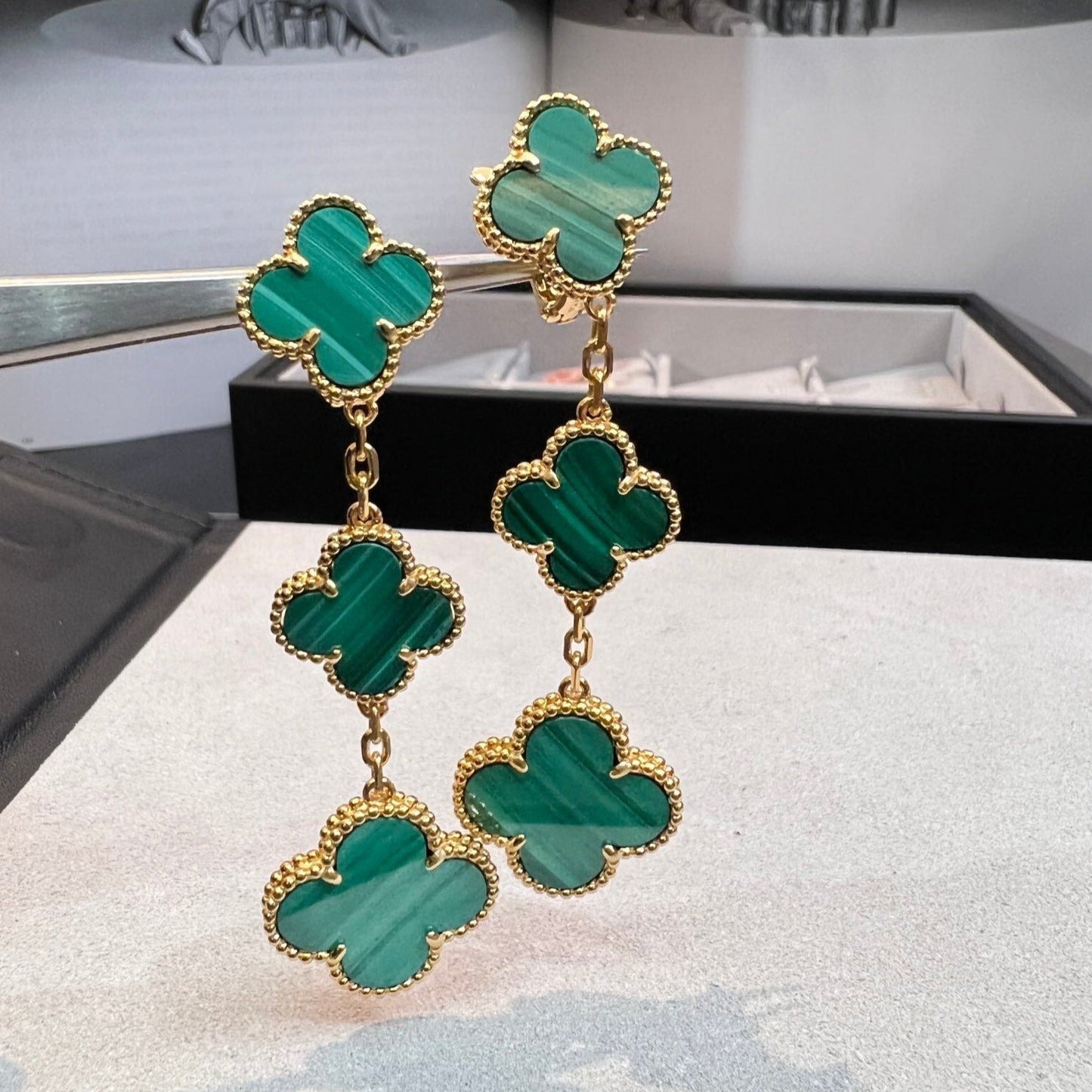 [Royal]CLOVER MALACHITE 3 MOTIFS GOLD