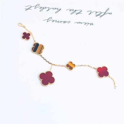 [Royal]CLOVER BRACELET 5 MOTIFS CARNELIAN TIGER EYE