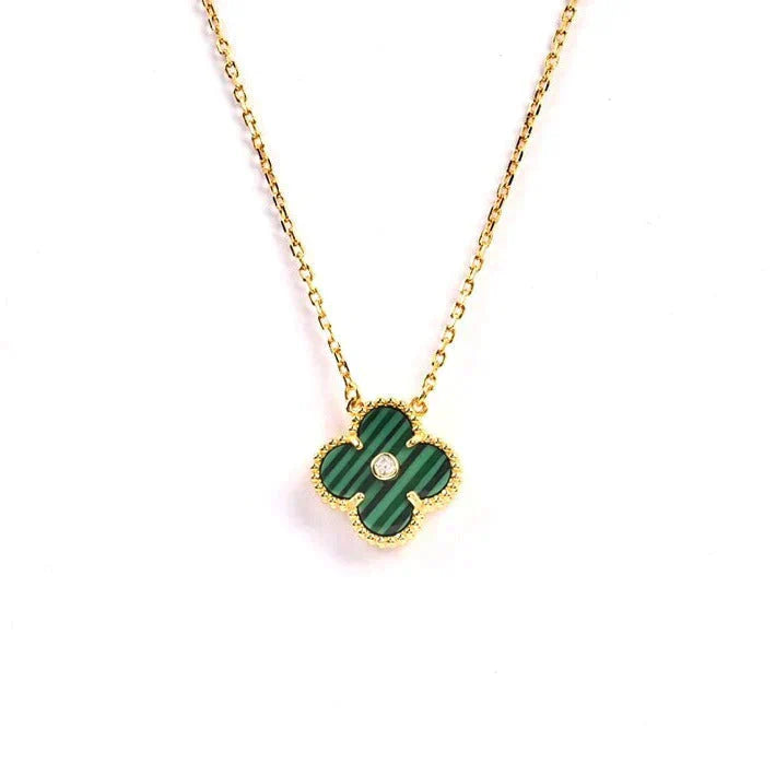 [Royal]CLOVER 15MM DIAMOND TURQUOISE NECKLACE