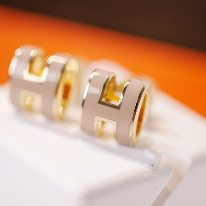 [Royal]MINI POP H GOLD EARRINGS GREY