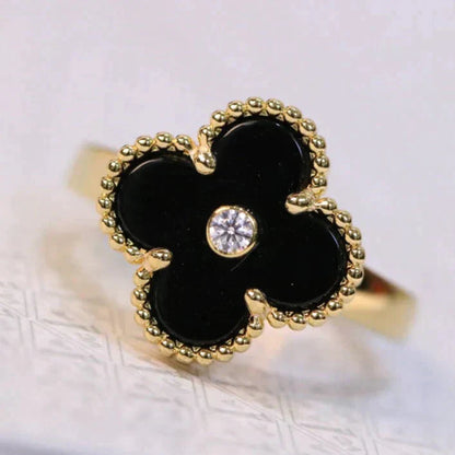 [Royal]CLOVER ONYX RING GOLD DIAMOND