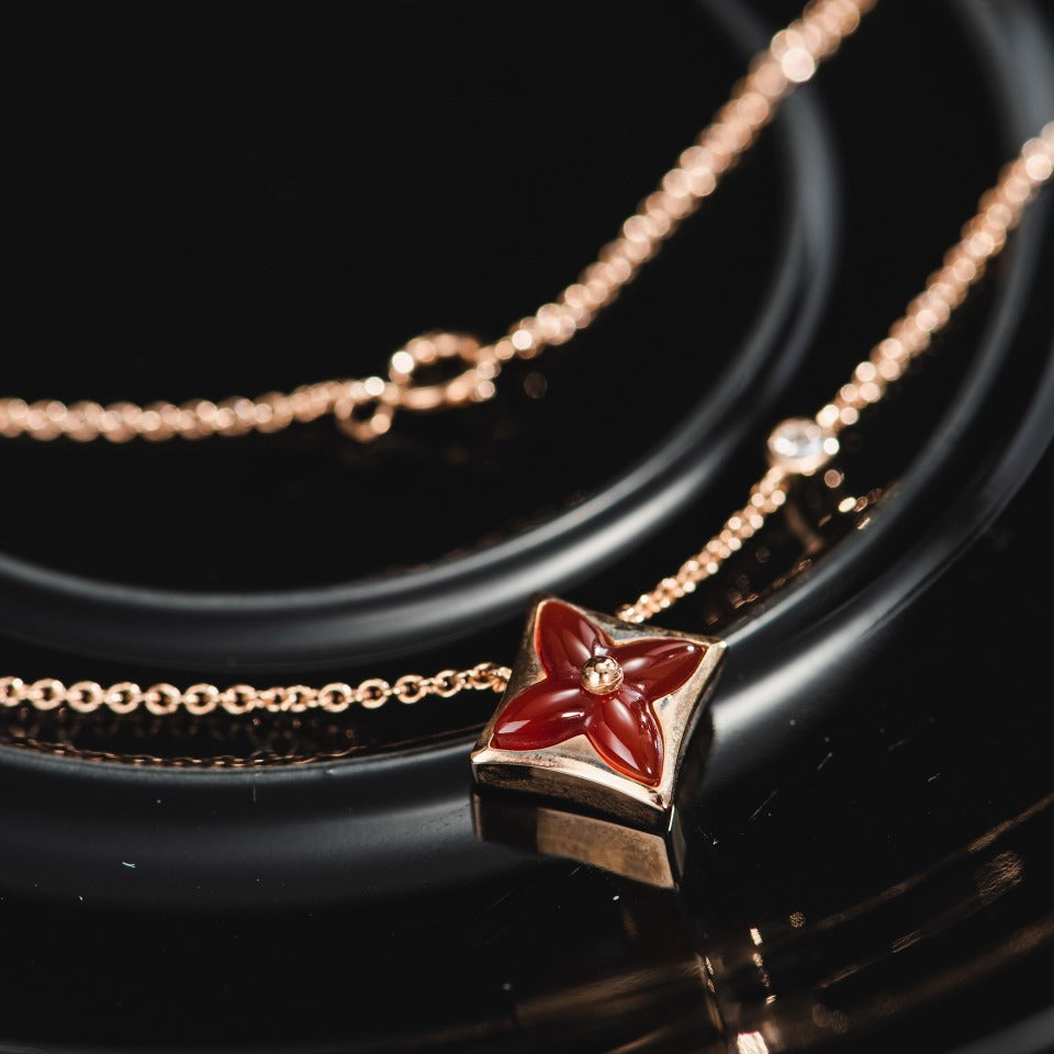 [Royal]STAR NECKLACE PINK GOLD 1 DIAMOND