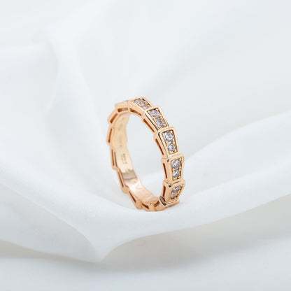 [Royal]SERPENTI RING PINK GOLD DIAMOND PAVED 3MM