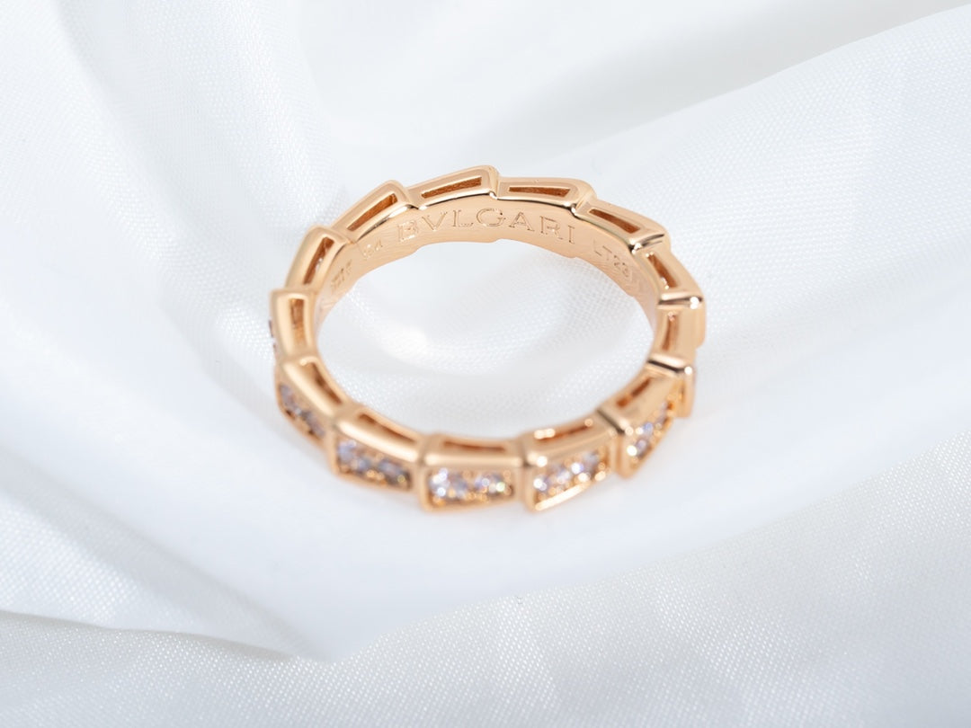 [Royal]SERPENTI RING PINK GOLD DIAMOND PAVED 3MM