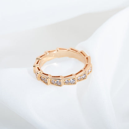 [Royal]SERPENTI RING PINK GOLD DIAMOND PAVED 3MM