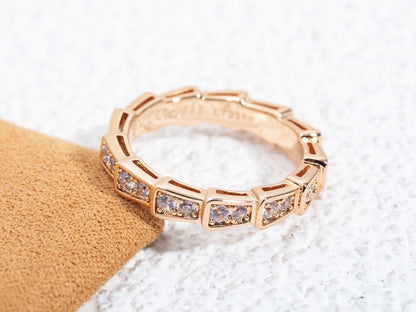 [Royal]SERPENTI RING PINK GOLD DIAMOND PAVED 3MM