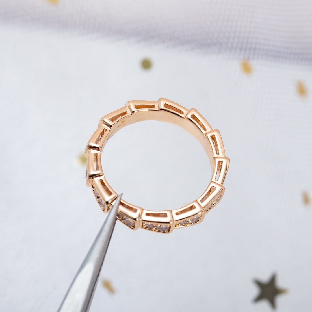 [Royal]SERPENTI RING PINK GOLD DIAMOND PAVED 3MM