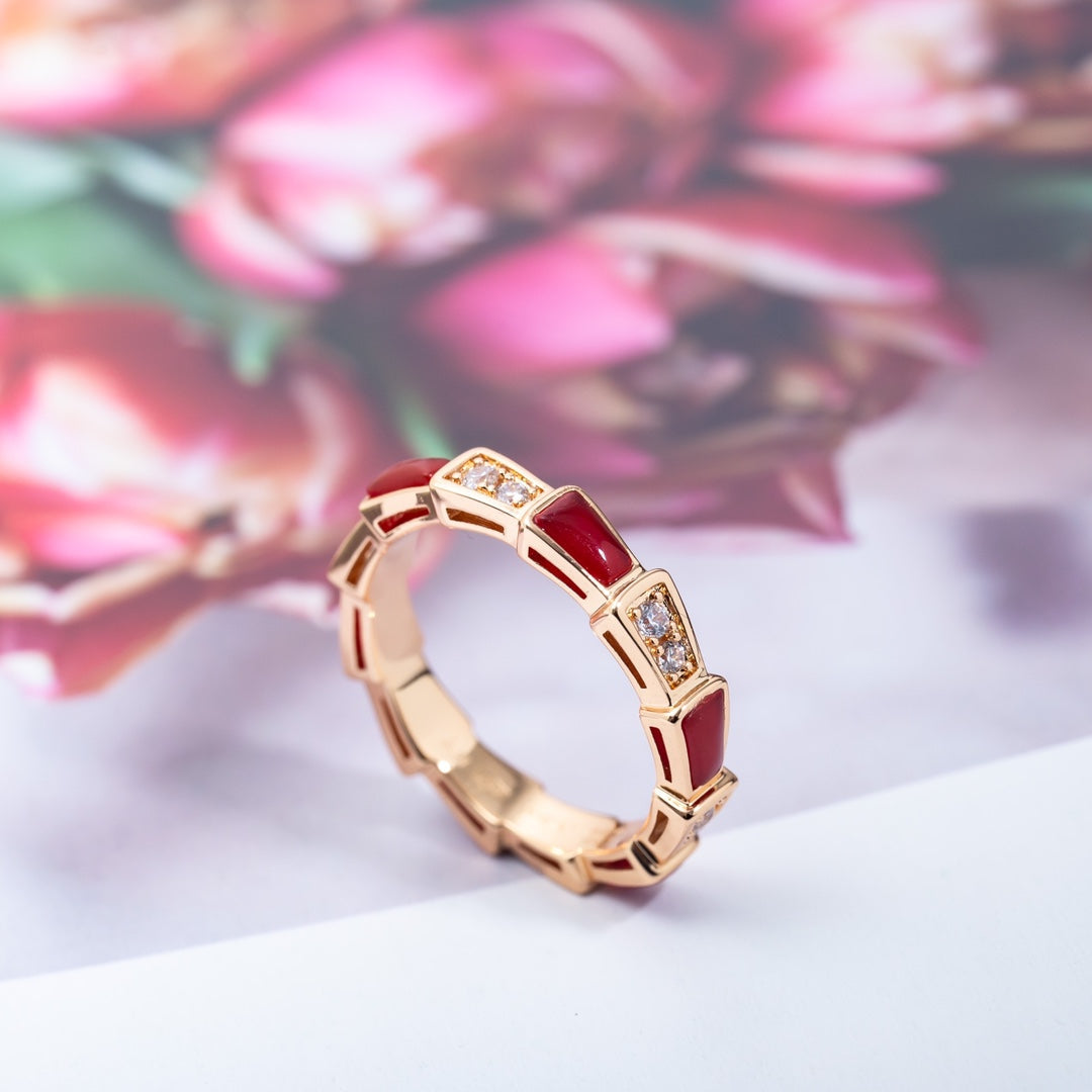 [Royal]SERPENTI RING PINK GOLD CARNELIAN DIAMOND 3MM