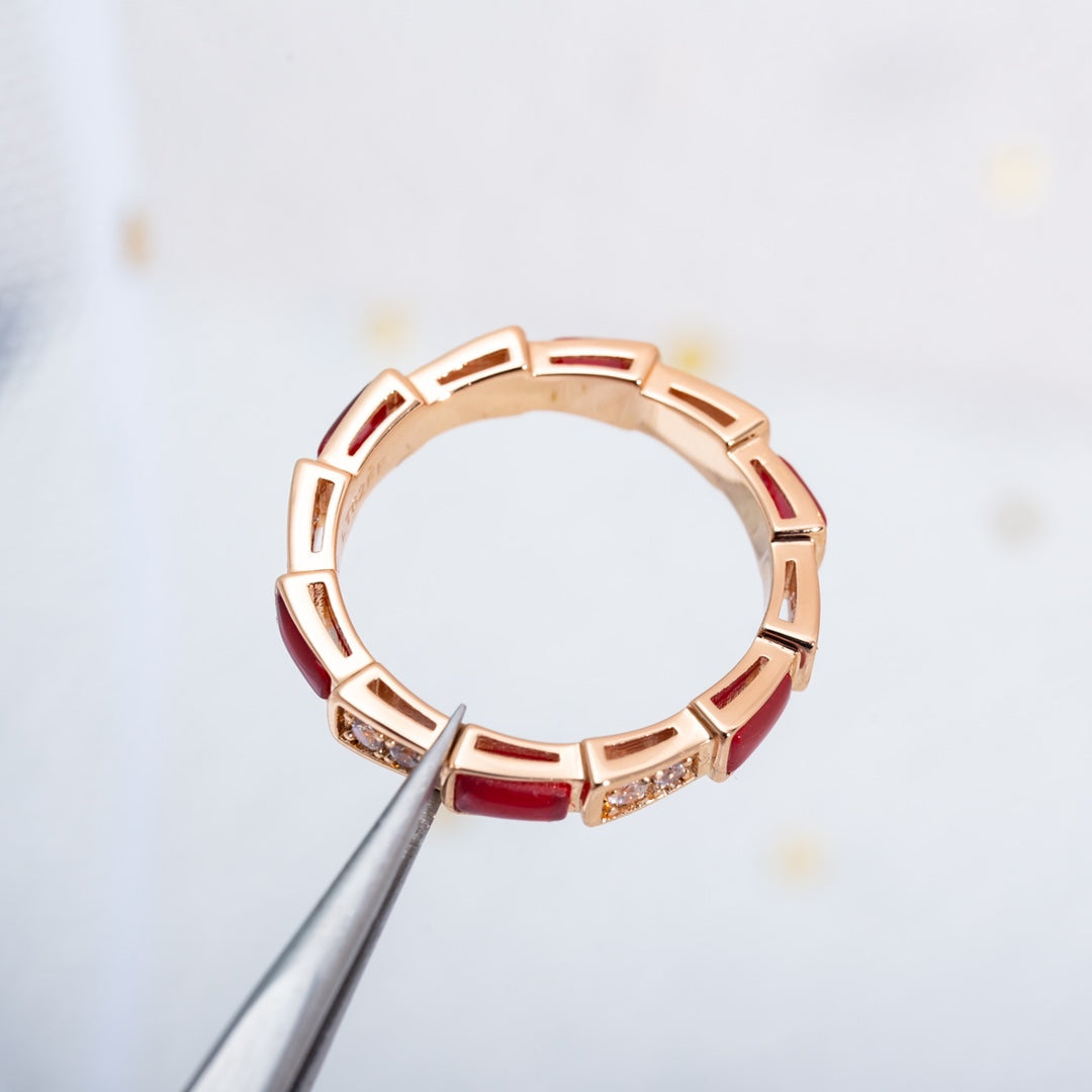 [Royal]SERPENTI RING PINK GOLD CARNELIAN DIAMOND 3MM