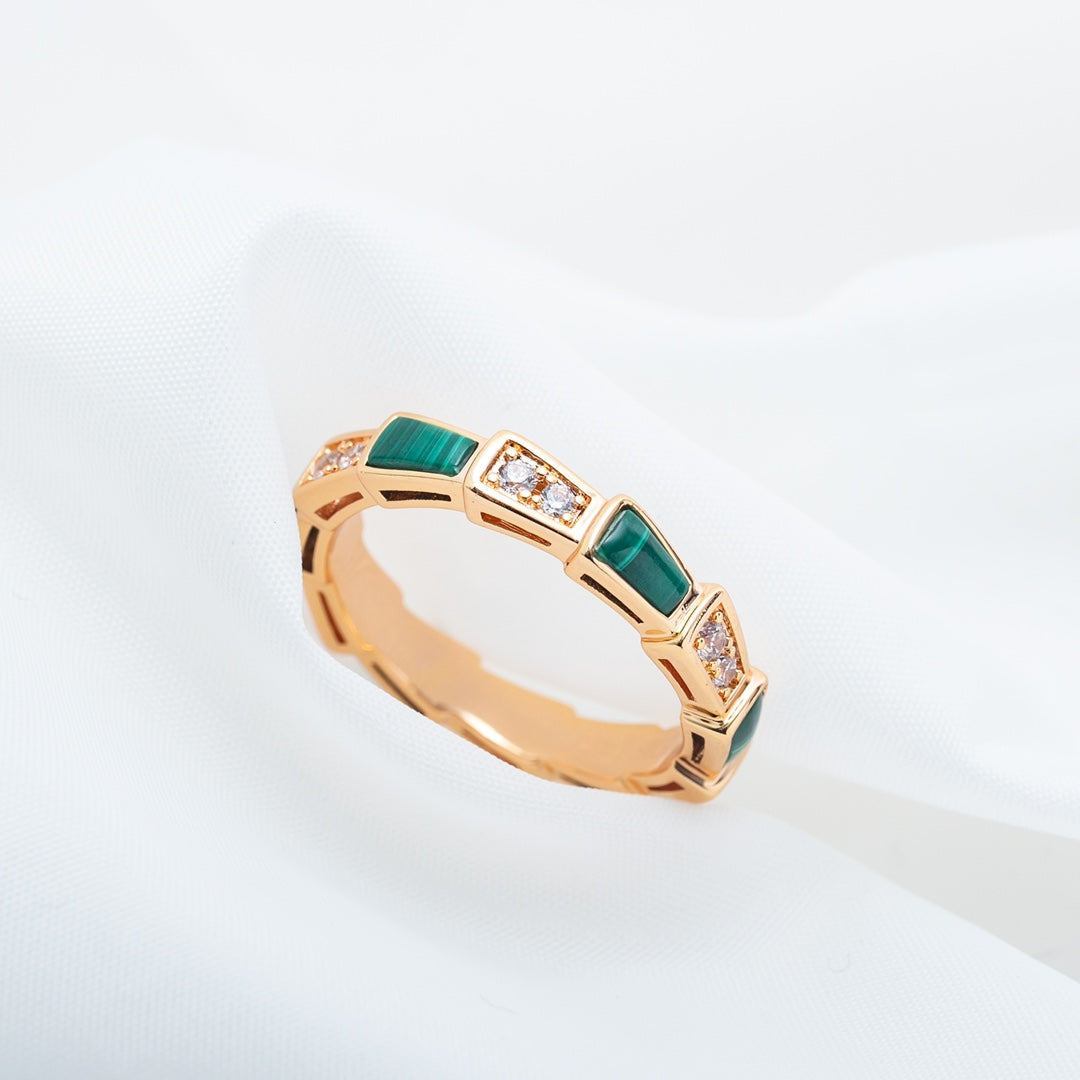 [Royal]SERPENTI RING PINK GOLD MALACHITE DIAMOND 3MM