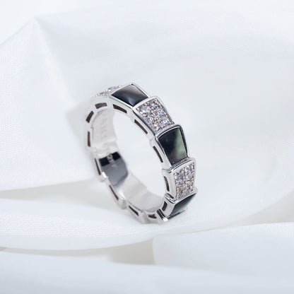 [Royal]SERPENTI RING SILVER DIAMOND BLACK MOP 4MM