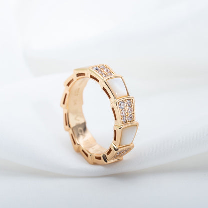 [Royal]SERPENTI RING PINK GOLD MOP DIAMOND PAVED 4MM