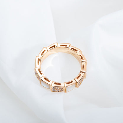 [Royal]SERPENTI RING PINK GOLD MOP DIAMOND PAVED 4MM