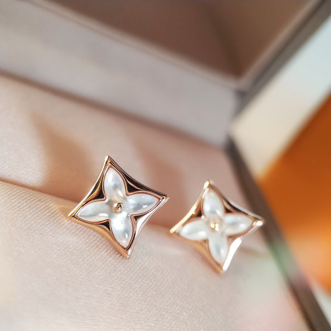 [Royal]STAR MOP PINK GOLD EARRINGS