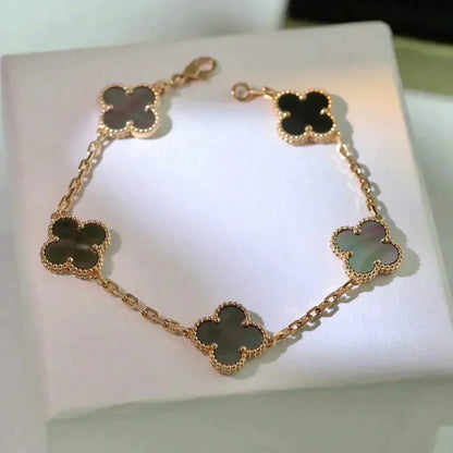 [Royal]CLOVER 5 MOTIF GRAY MOP  BRACELET