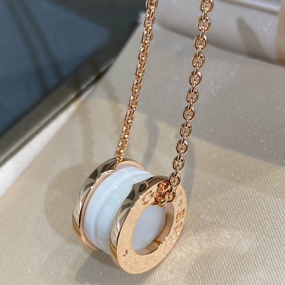 [Royal]ZERO 1 WHITE CERAMIC PINK GOLD NECKLACE