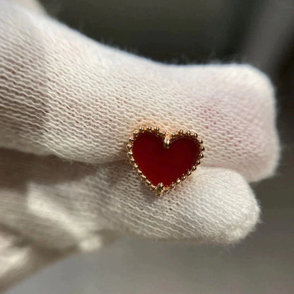 [Royal]HEART CARNELIAN STUD EARRINGS