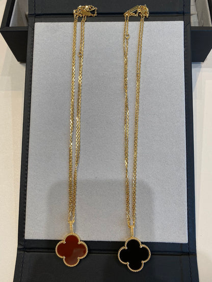 [Royal]CLOVER 25MM NECKLACE GOLD CARNELIAN