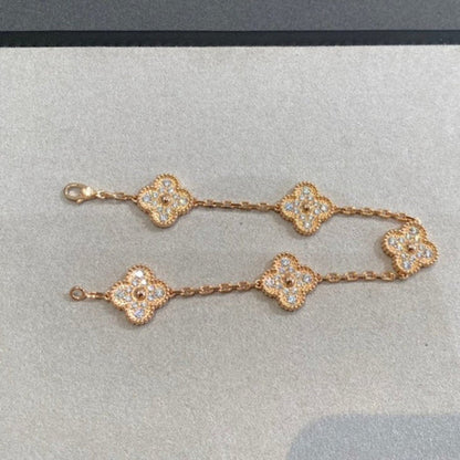 [Royal]CLOVER 5 MOTIFS  FULL DIAMOND BRACELET