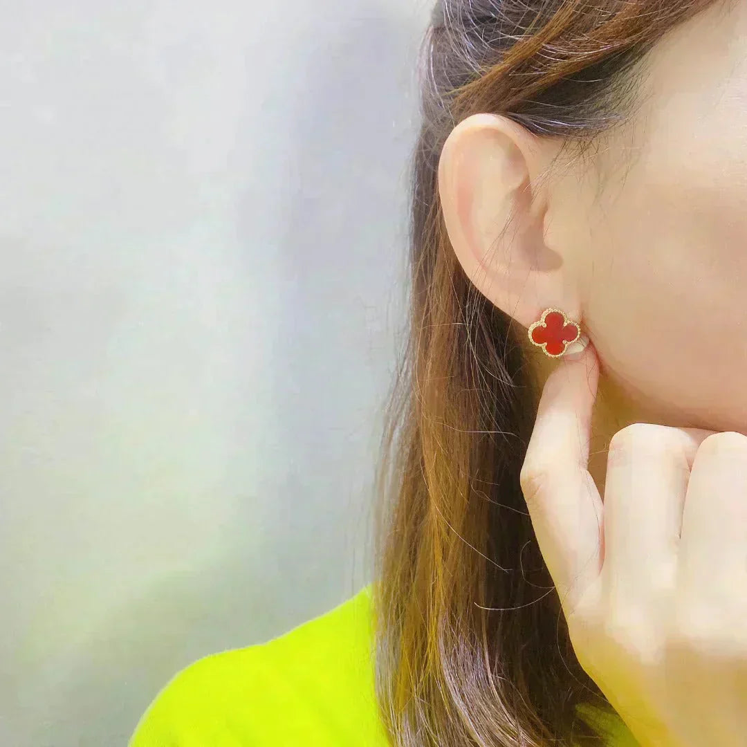 [Royal]CLOVER MEDIUM 1 MOTIFS CARNELIAN  EARRINGS