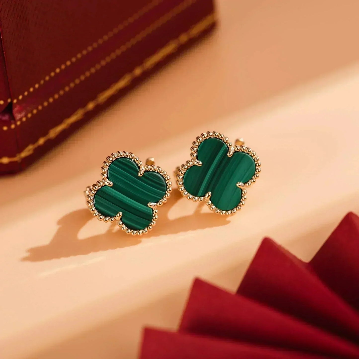 [Royal]CLOVER MEDIUM 1 MOTIFS MALACHITE  EARRINGS