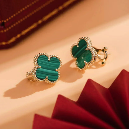 [Royal]CLOVER MEDIUM 1 MOTIFS MALACHITE  EARRINGS