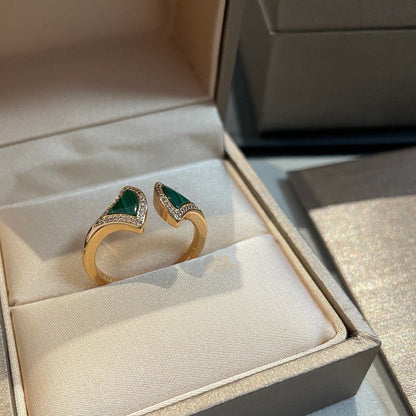 [Royal]DREAM MALACHITE DIAMOND OPEN RING