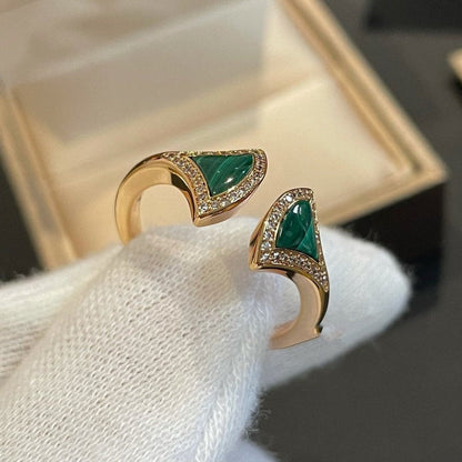 [Royal]DREAM MALACHITE DIAMOND OPEN RING