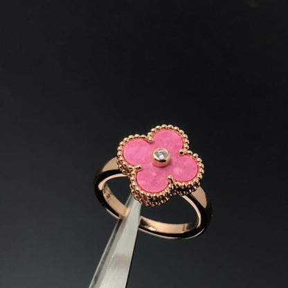 [Royal]CLOVER RHODONITE ROSE GOLD RING