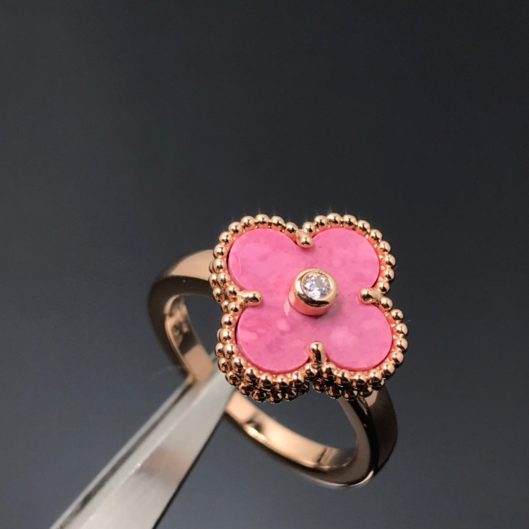 [Royal]CLOVER RHODONITE ROSE GOLD RING