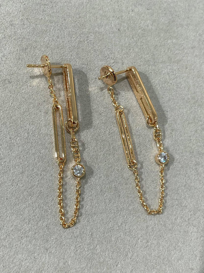 [Royal]CHAINE CHAOS DIAMOND DROP EARRINGS