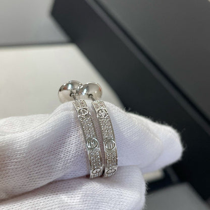 [Royal]LOVE DIAMOND SILVER HOOP EARRINGS