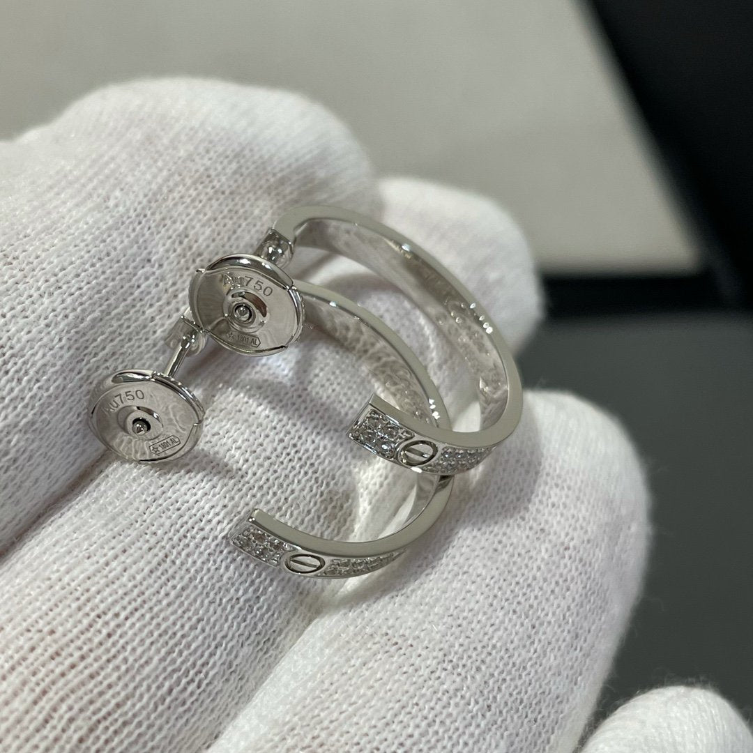 [Royal]LOVE DIAMOND SILVER HOOP EARRINGS