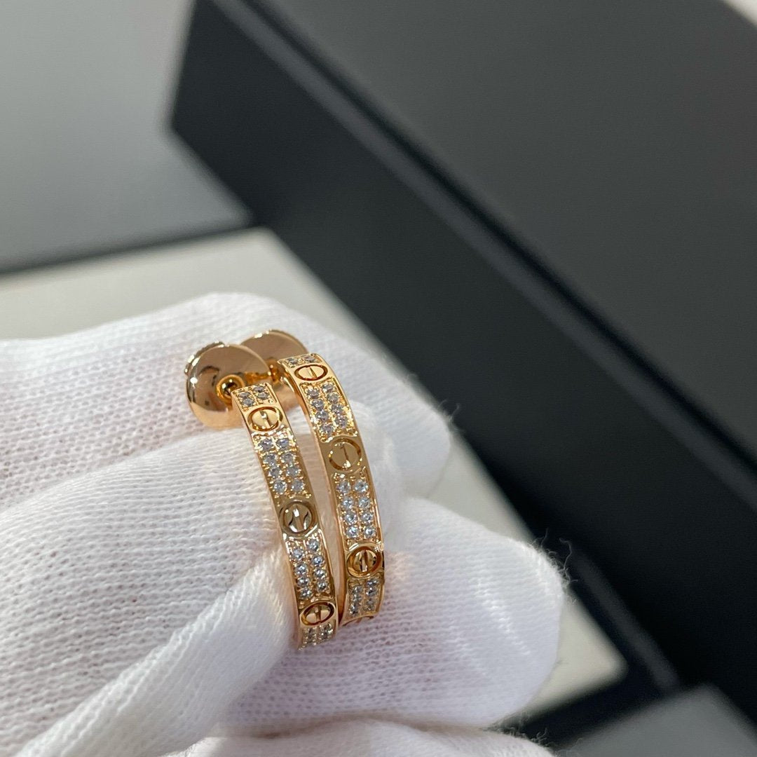 [Royal]LOVE DIAMOND PINK GOLD HOOP EARRINGS