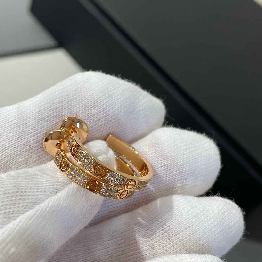 [Royal]LOVE DIAMOND PINK GOLD HOOP EARRINGS