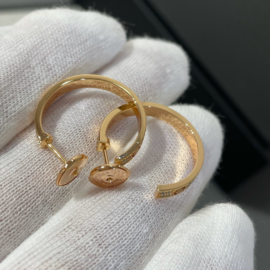 [Royal]LOVE DIAMOND PINK GOLD HOOP EARRINGS