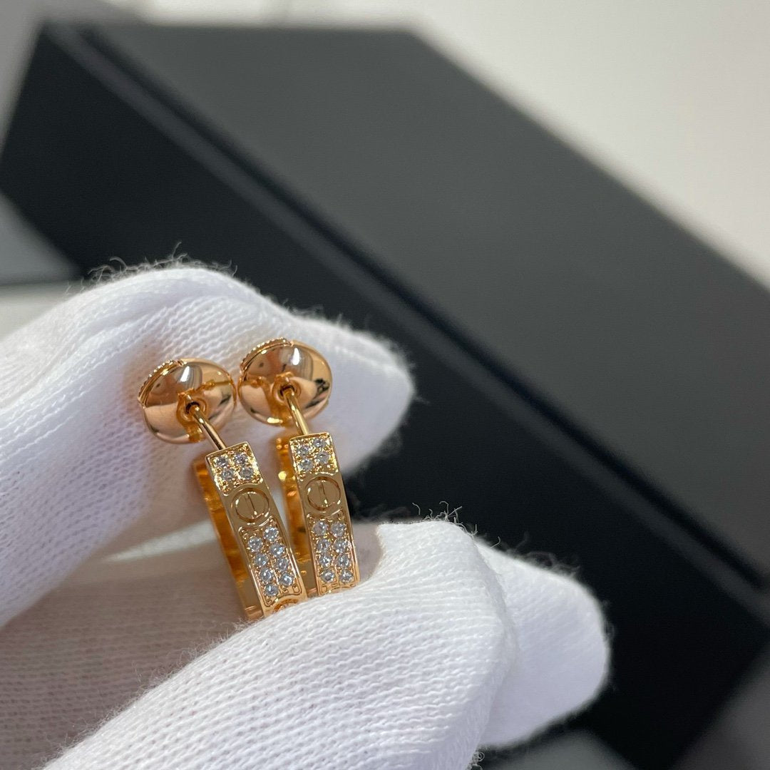 [Royal]LOVE DIAMOND PINK GOLD HOOP EARRINGS