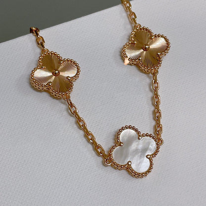 [Royal]CLOVER BRACELET 5 MOTIF WHITE MOP PINK GOLD