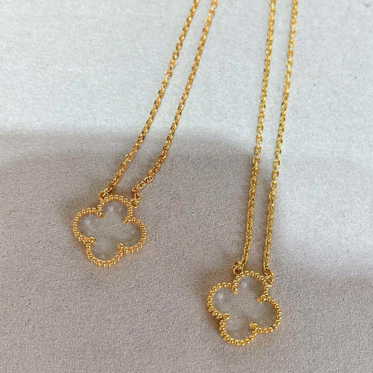 [Royal]CLOVER ROCK CRYSTAL ROSE GOLD NECKLACE