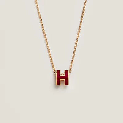 [Royal]HM CLIC RED ENAMEL GOLD NECKLACE