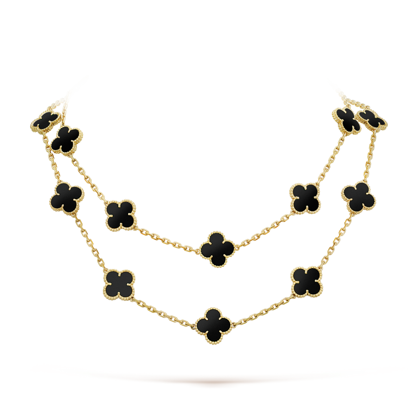 [Royal]CLOVER 20 MOTIFS ONYX NECKLACE