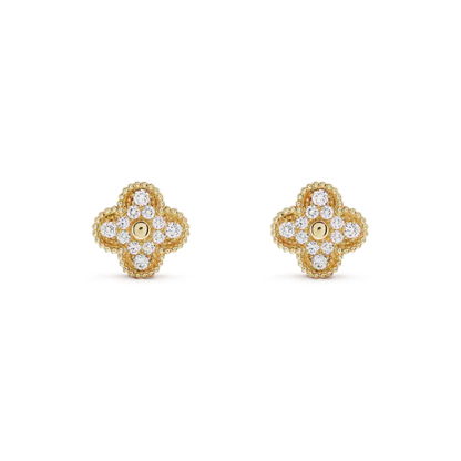 [Royal]CLOVER MEDIUM 1 MOTIFS FUll DIAMOND EARRINGS