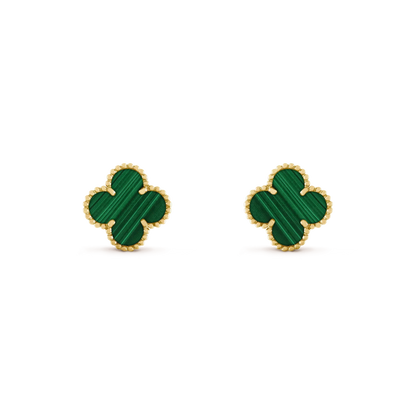 [Royal]CLOVER MEDIUM 1 MOTIFS MALACHITE  EARRINGS