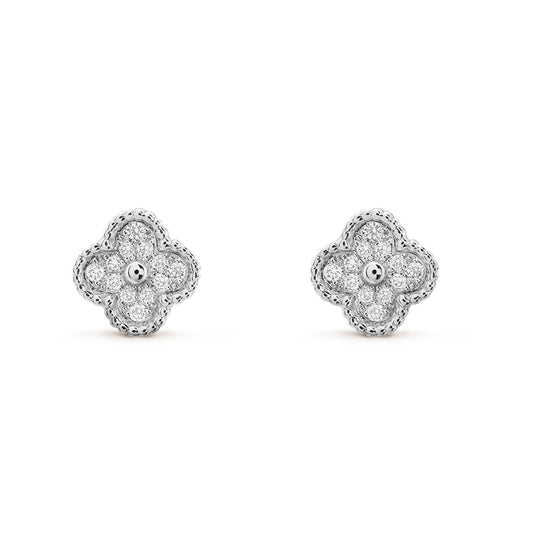 [Royal]CLOVER MINI DIAMOND STUD EARRINGS